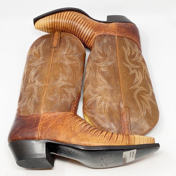NWOT Young Guns Men's Lizard Snip Toe Cowboy Boots - Picture 5 of 14